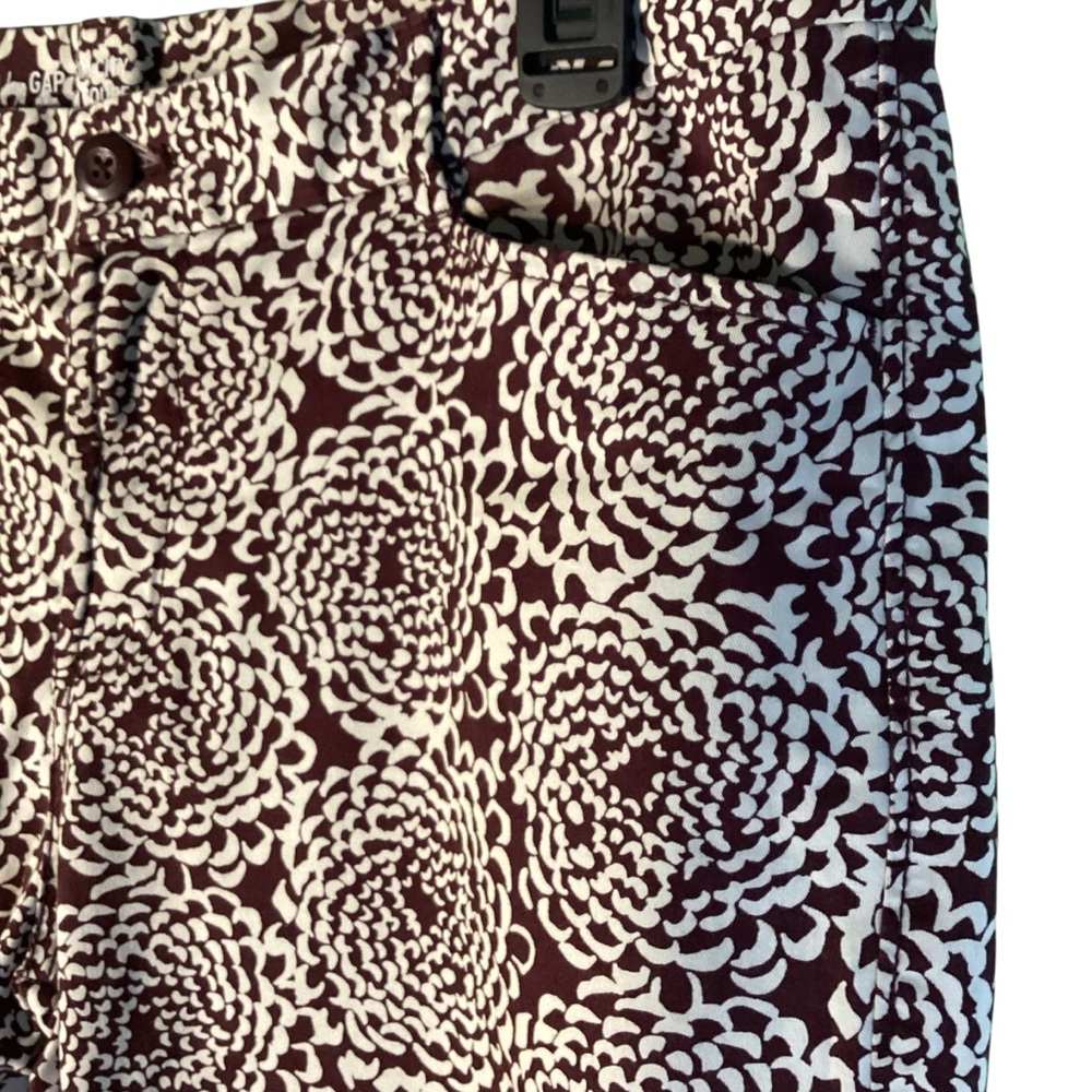 Gap Burgundy Floral Khaki Patterned Trousers Size 10 - Picture 2 of 7